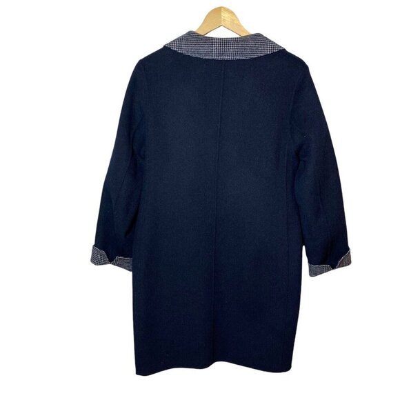 Schneiders of Salzburg Women's Reversible Alima Wool Coat Glen Plaid Navy Wht 8 - Picture 11 of 14